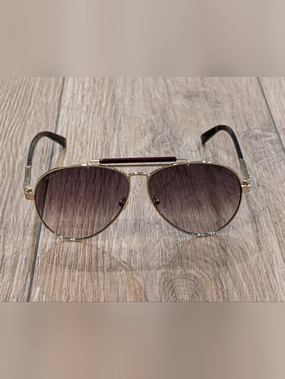 $520 Mens Authentic GUCCI 61mm Aviator Sunglasses Rutenium
